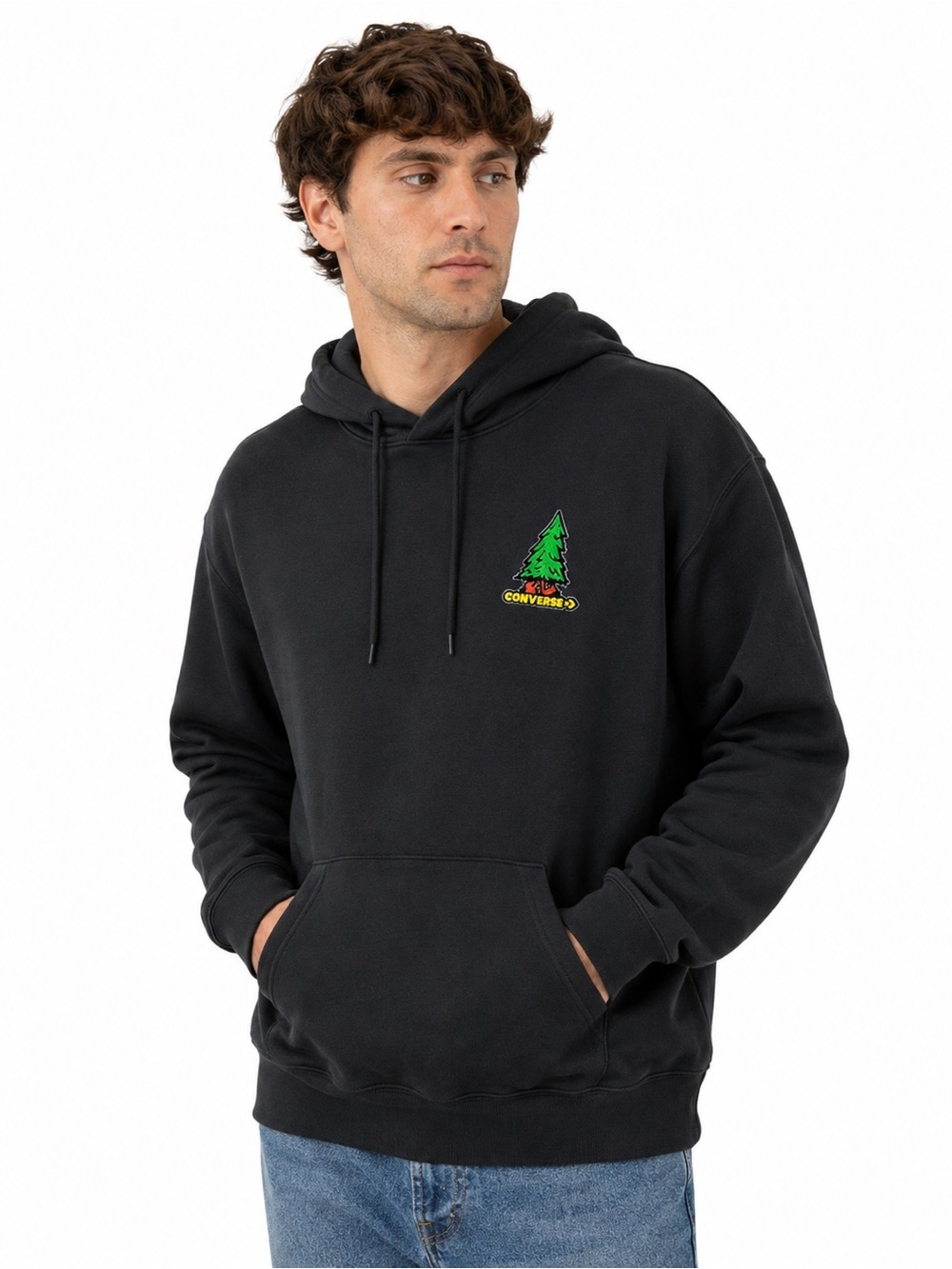 Converse Tree Logo Pullover Hoodie Black Men’s M 100% Cotton NWT